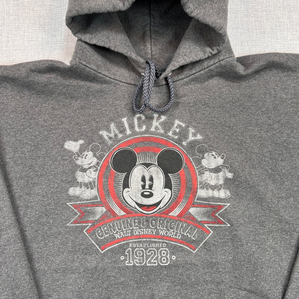 Disney Mickey Genuine Original Hoodie Men Large Gray Disneybound Parks Merch - Picture 2 of 8